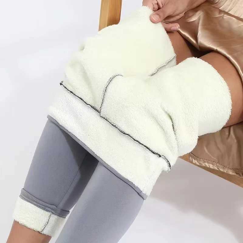 Ultra thick imitation lamb cashmere artificial velvet leggings winter plush thickened high waisted long pants warm pantsT251016