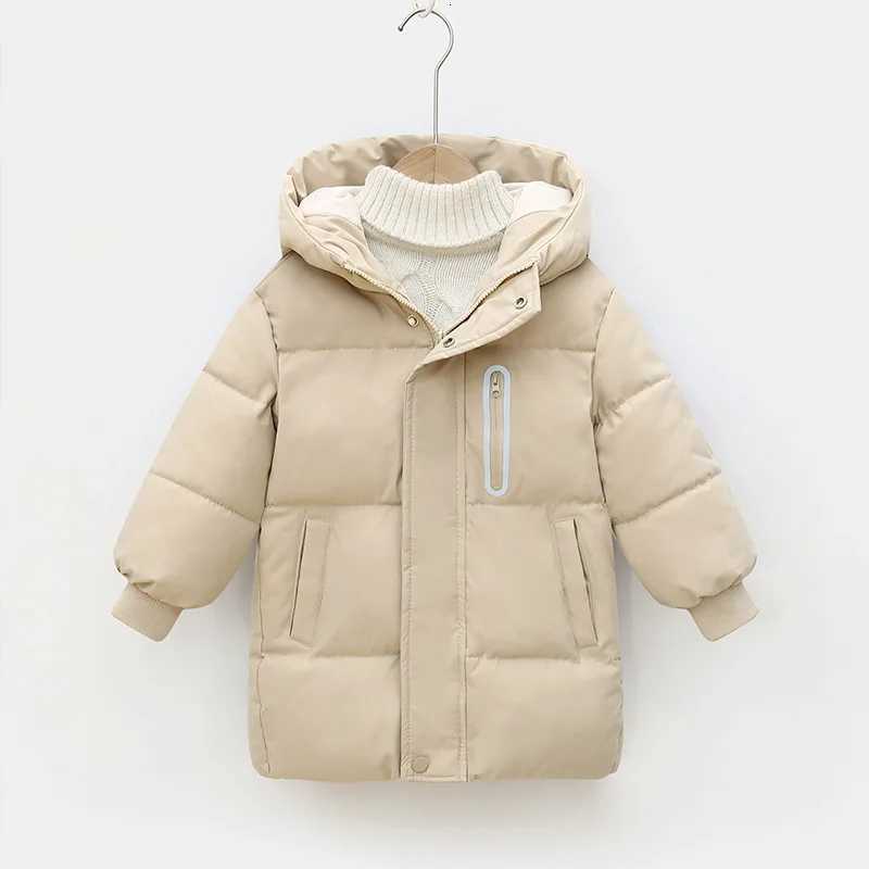 Childrens long cottonpadded jacket with a hat thickened childrens cottonpadded jacket boys and girls childrens clothingT251016