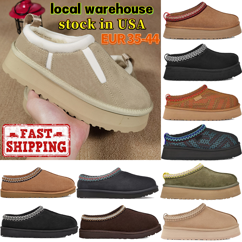 Designer Boot Tazz Slippers Tasman Slip-on Fur Slides local warehouse Men Women Luxury Snow Boots Ultra Mini Platform Winter Warm Shoes Suede Womens Booties Size 35-44