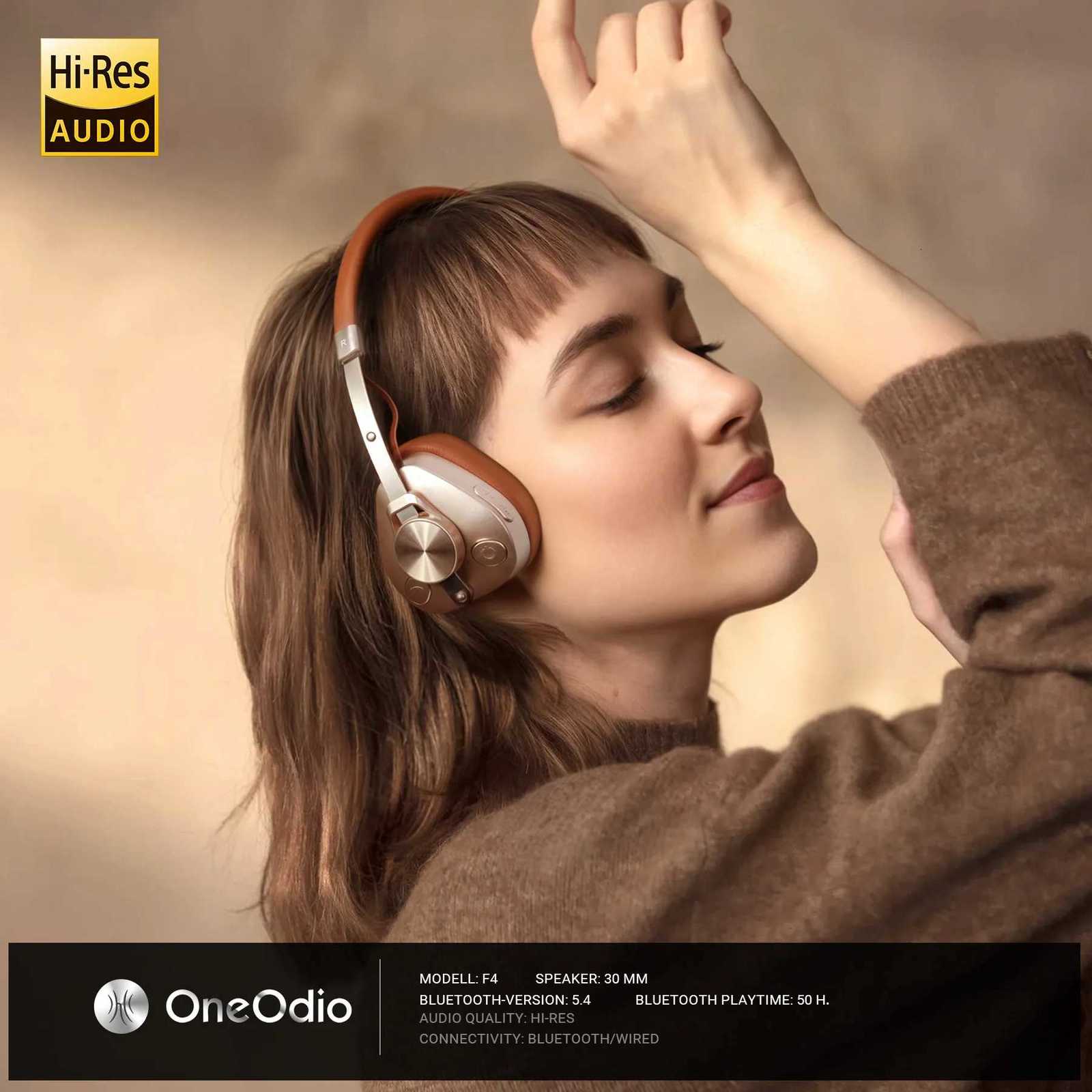 Retro Wireless Headphones HiRes Audio On Ear 54 Headset With Microphone Metal HiFi Headphones Z251015
