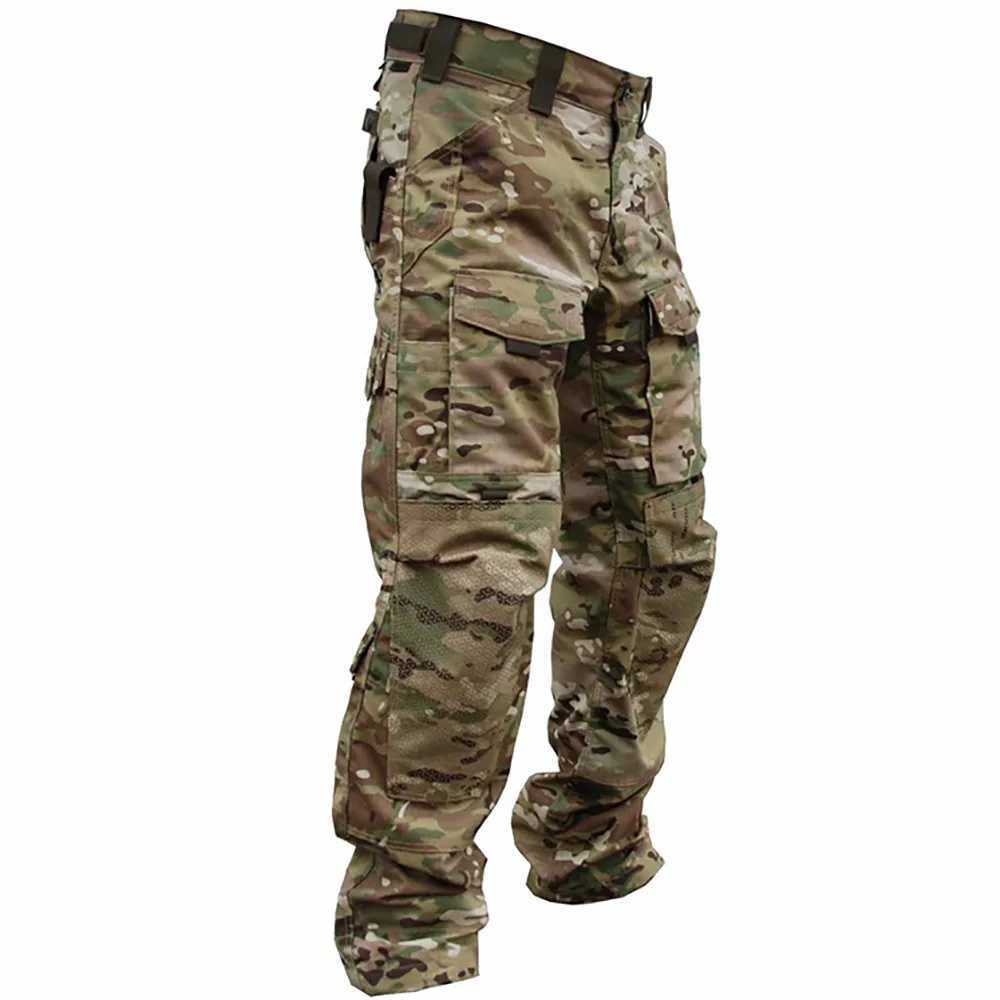 Field Combat Tactical Pants Mens Multipocket Multicam Camouflage Training Work Trousers Outdoor Hunting Hiking Cargo Pants J251103