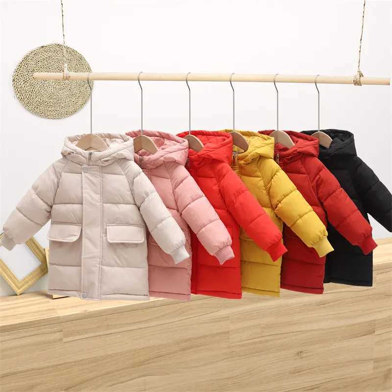 Mid Length Hooded Kids Puffer Jacket 2025 Winter Fashion Warm Winter Coat for 3 To 11 Years Boys Girls Casual OuterwearT251016