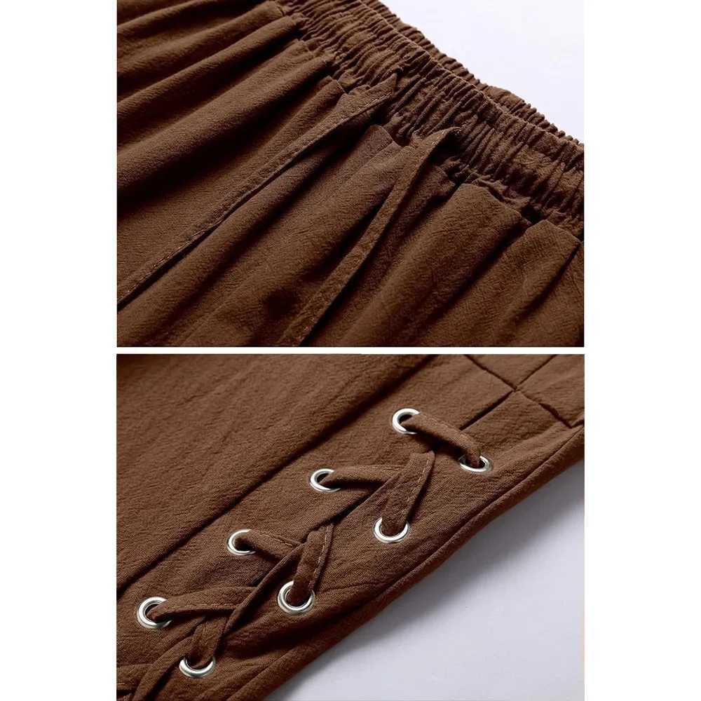 Mens Spring Summer Vintage Mens Medieval Viking Cotton Linen Trousers Halloween Fashion Vintage Mens Bottoms J251203