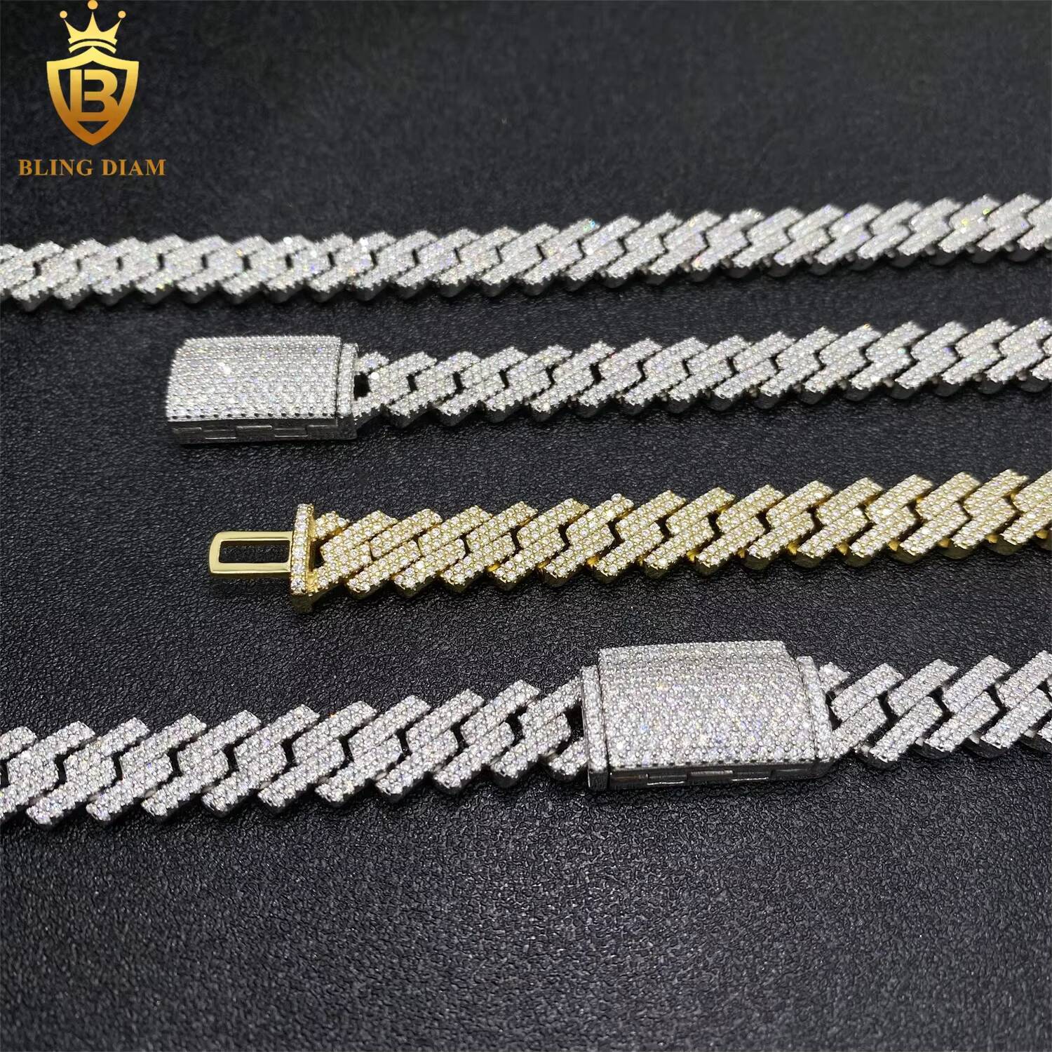 10mm Hip Hop Miami Jewelry 925 Sterling Silver Vvs Moissanite Cuban Link Chain Bracelet Necklace Promotions and Discounts