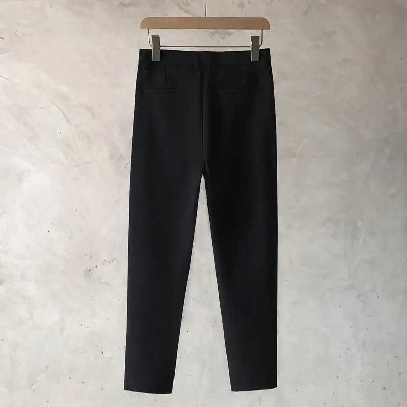Black Slim Fit Man 9 Cropped Suits Pants New Antiwrinkle Vintage Formal Designer Clothes Classic Casual Suit Trousers for Men X251016