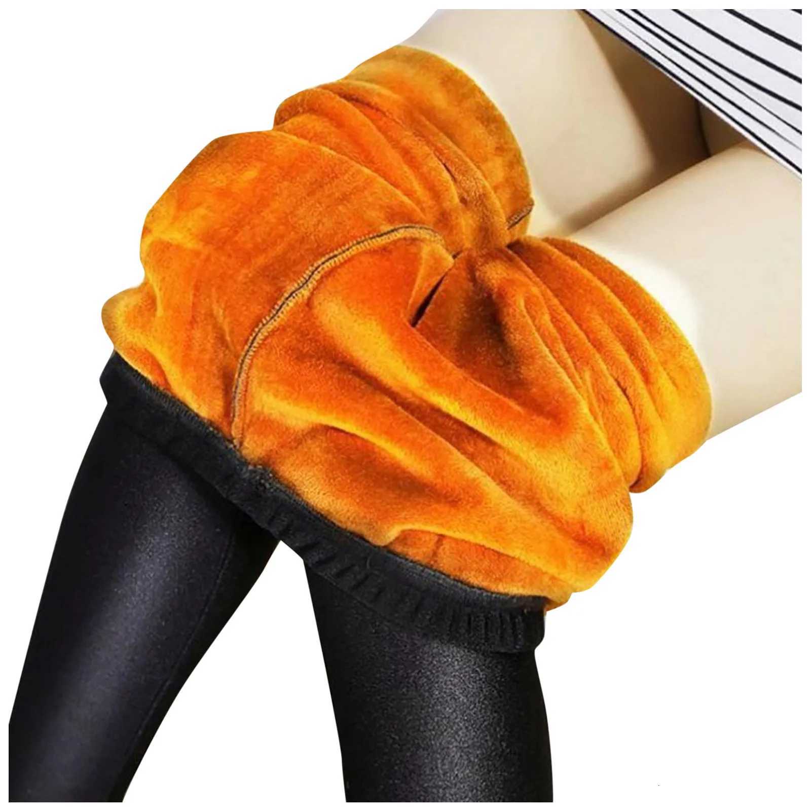 Plus Size 4XL Warm Imitation Leather Leggings Women Pantalones High Waist Thermal Pants Winter Silk Fleece Trousers JeggingsT251016