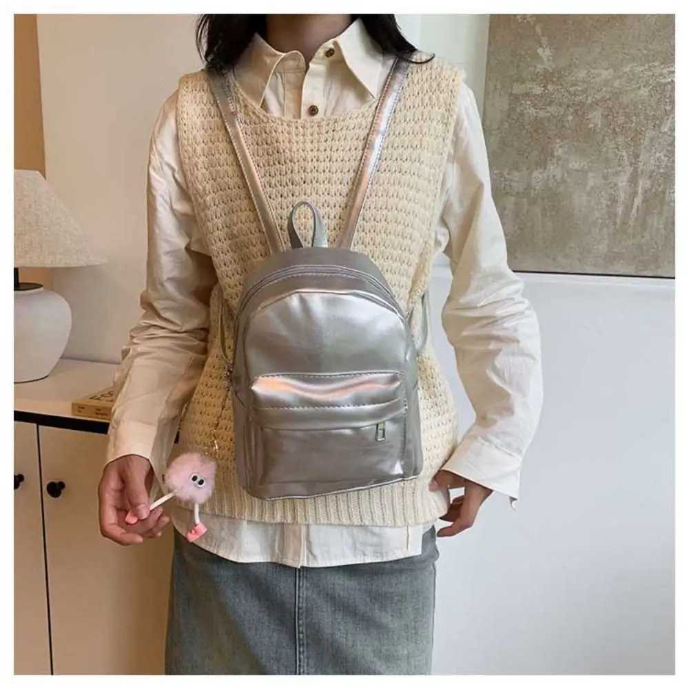 Fashion PU Leather Small Backpack Y2k Kawaii Student Bag Trendy School BagT251016