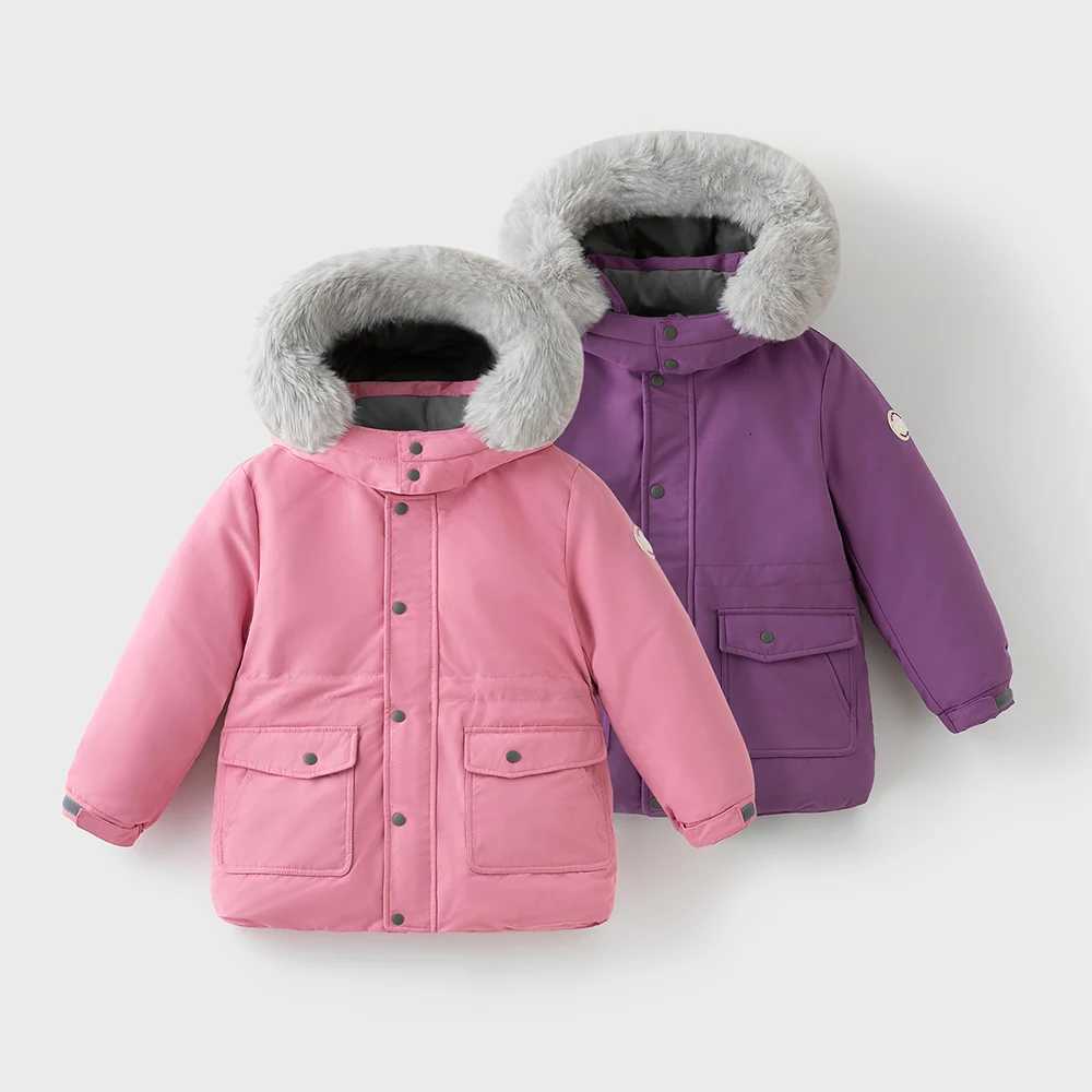 Dave Bella Girls Thicken Down Parka Hooded Jacket Children Winter Warm Down Coats Windproof Outwear Clothes DKH19334AT251016