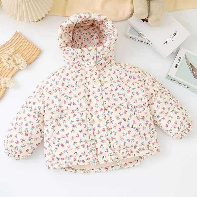 New Girls Cotton Coat with Western Style Floral Patterns Childrens Winter Cotton Coat Baby Hooded Thick CuteT251016
