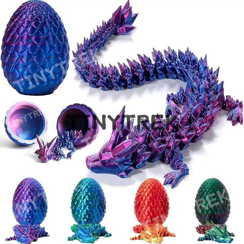 3D Printed Rotatable Articulated Dragons Western Sle Crystal Dragon Egg Dwe76 Home Office Desktop Craft Ornament Festive Gift Z250118