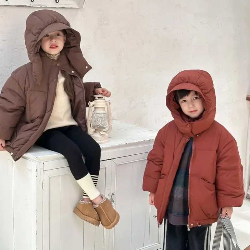 School Children Hooded Down Jacket White Duck Down Thickened Warm Short Outerwear Casual Teenage Boys Girls Parkas Tops ClothesT251016