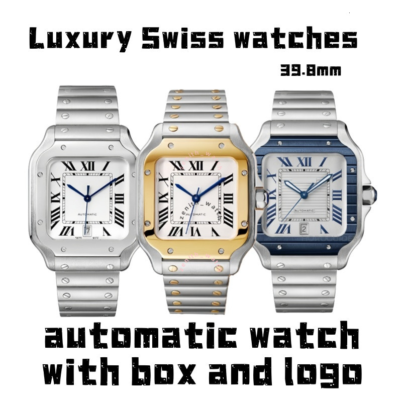 AAA Designer Watch Mens Santossly Watches 39mm Top Quality Classic Square Dial Automatic Chronograph Watch Waterproof Date Multifunctional Watch For Business