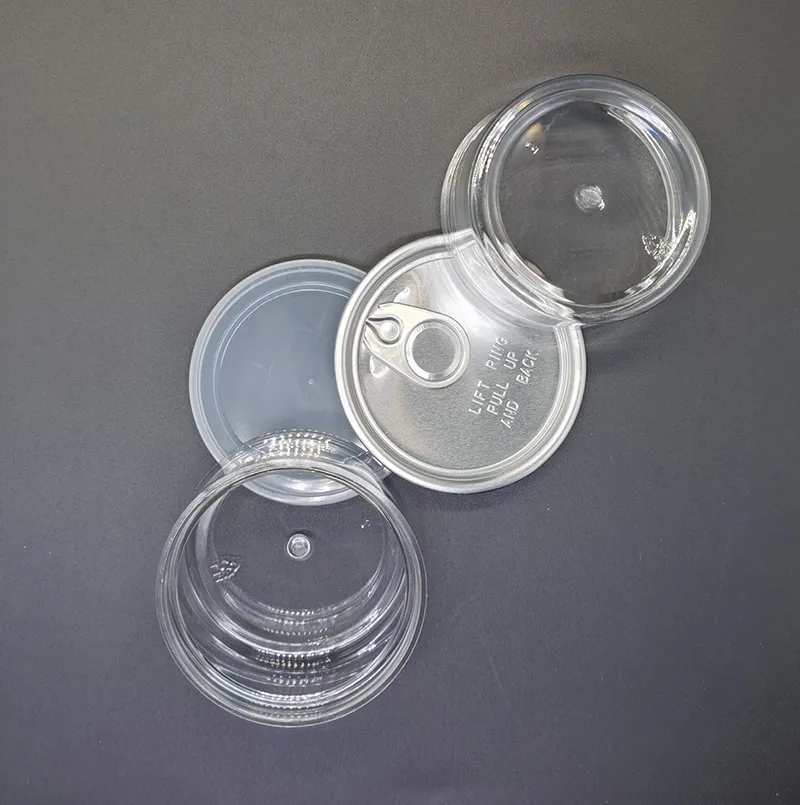 plastic packaging 33*65mm pull ring caps 50g cans could custom labels packaging
