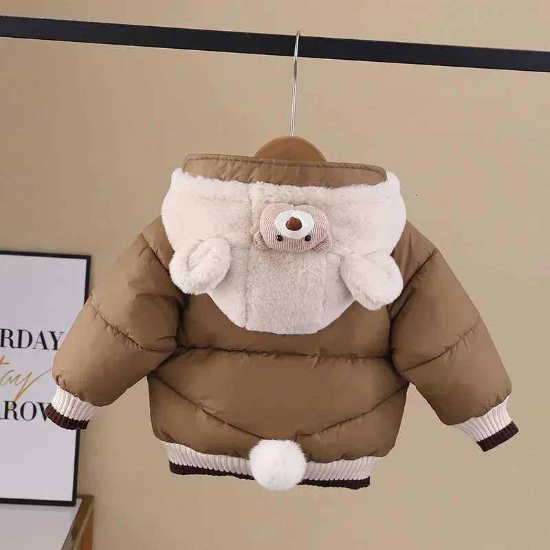 Kids Winter 2025 Baby Outerwears Coat Hooded Cartoon Bear Long Sleeve Toddler Boys Cotton Padded Jacket Children Boy ParkaT251016