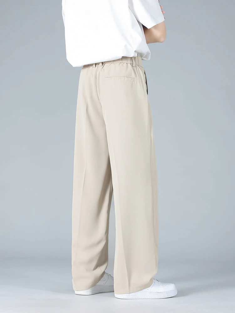 Summer Mens Pants Big Size Light Cool Polyester Straight Suit Pants Loose Fit Banding Slacks Men Business Casual Trousers 8XL J251203