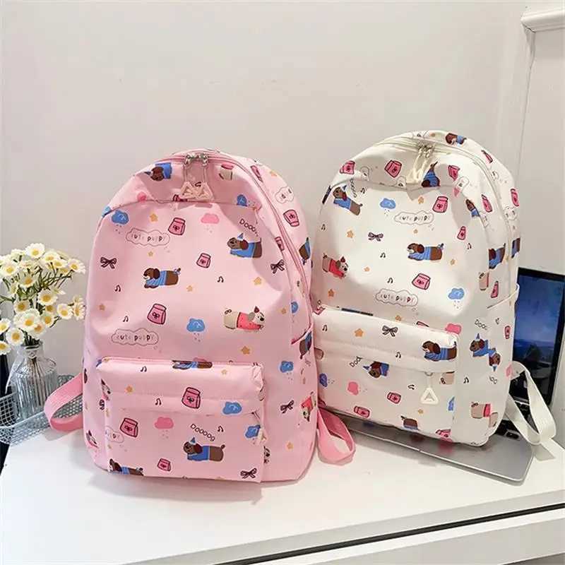 Cute Cartoon Puppy Dog Print Backpack Largecapacity Casual Student Schoolbag Fashion Delicate Personality Trend Travel Bag GiftT251016
