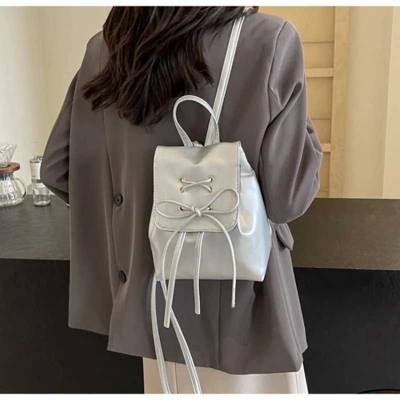 Korean Style Backpack Women Knot Double Small Bag Ladies 2025 New Fashion Bapa Cute Handheld Single Shoulder Bag BookbagT251016