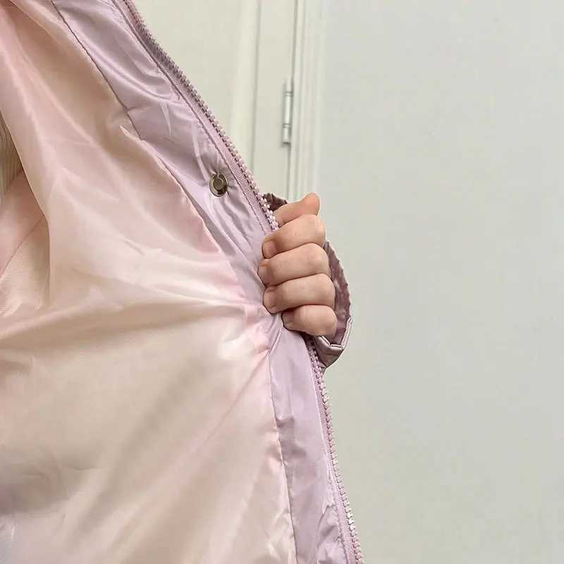 2025 Winter Girls Big Fur Collar Down Cotton Jacket Teen Kid MidLength Thick Warm Windproof Hooded Parka Coat Children SnowwearT251016