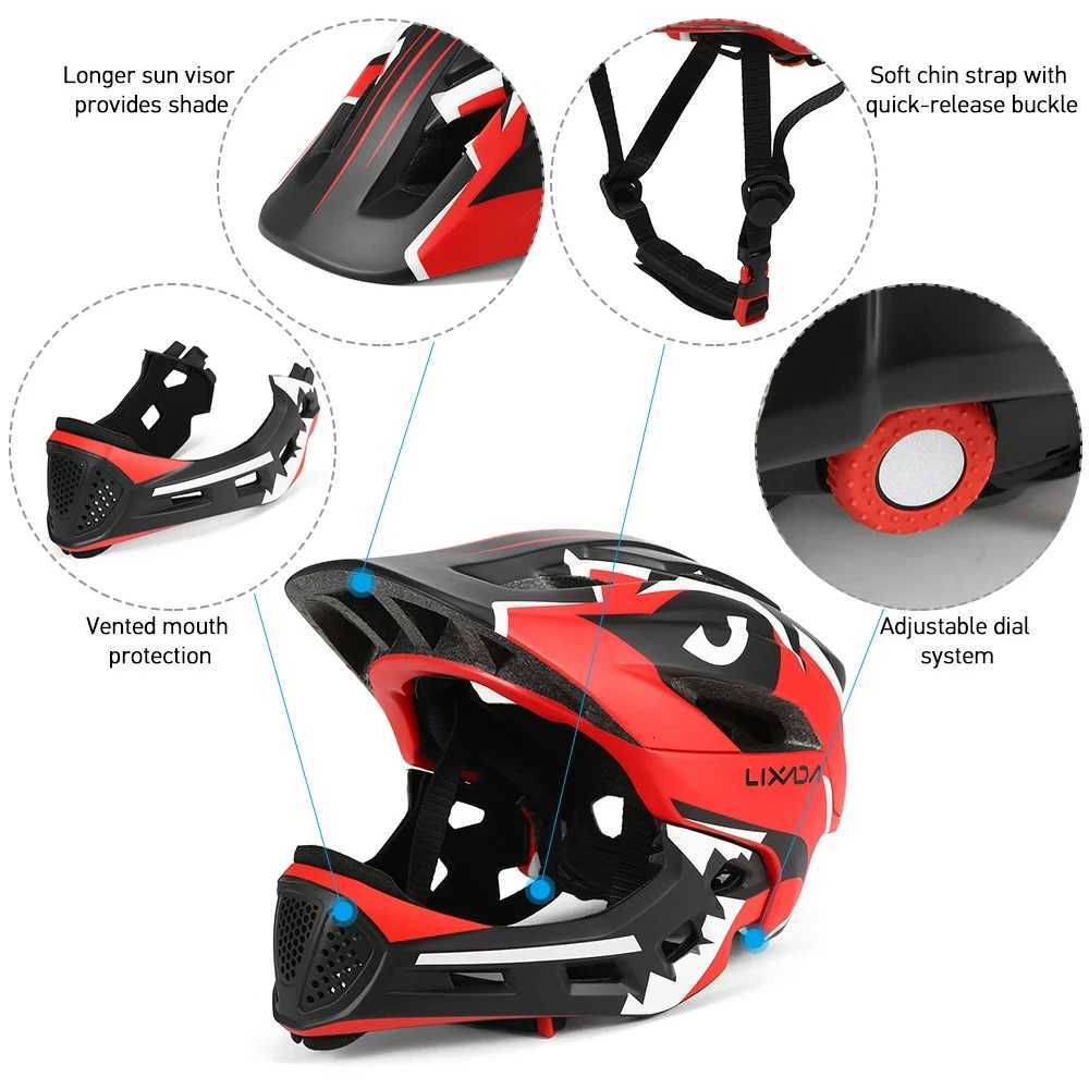 Lixada Kids Detachable Full Face Bike helmet Childrens Sports Child Cycling mtb Motorcycle Skateboarding Roller Skating Helmet W251016
