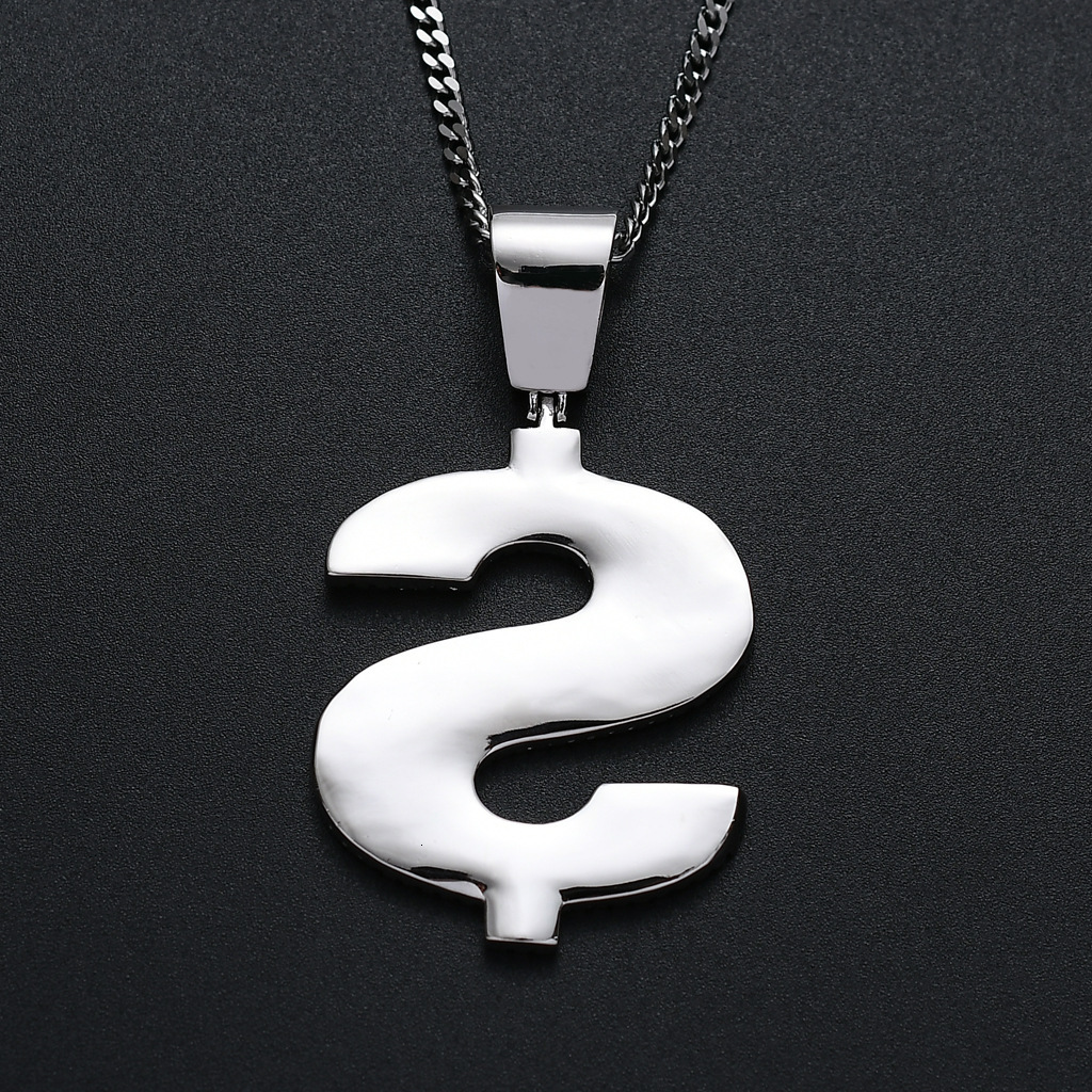 Necklace Hip Hop Green Dollar Sign Pendant Micro Paved Zircon Hip Hop Trendy Mens Hip Hop Necklace