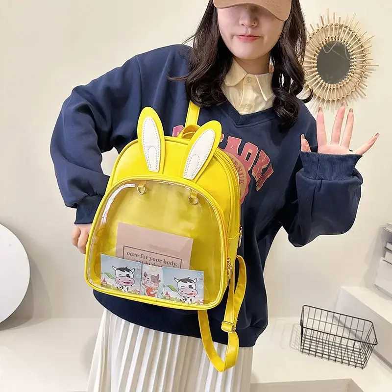 Fashion Chic Y2k Aesthetic Kawaii Student Rabbit Ears Schoolbags Casual All Match Backpacks Korean Transparent Ins Ita BagsT251016