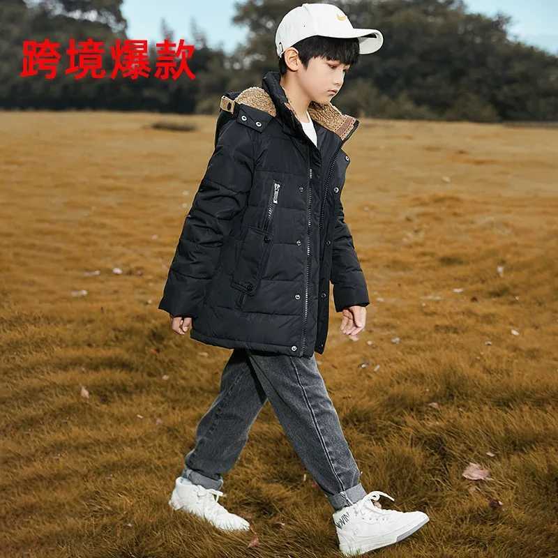 Childrens Clothing Boys down Jacket MidLength Thickened New European Version Medium and Big Childrens Winter ClothingT251016