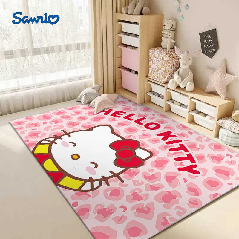 Sanrio Cosplay Anime Hello Kitty Bedroom Bedside Rug Cute Cartoon Rectangular Floor Cushion Tatami Coffee Table Foot Cushion L251016