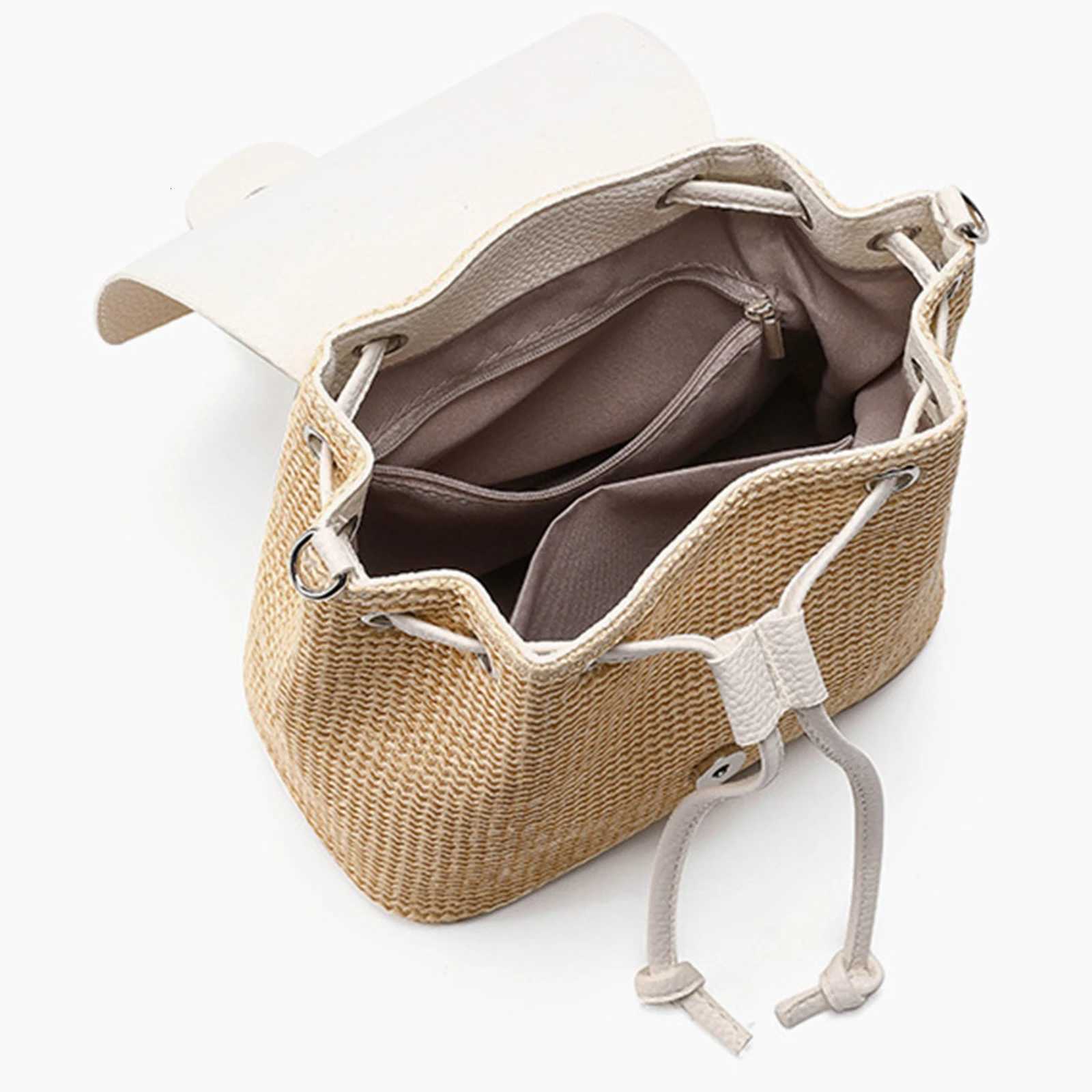 Straw Backpack Casual Flap Daypack Backpack For Women 2025 Fashion summer elegant Lightweight Travel BookbagT251016