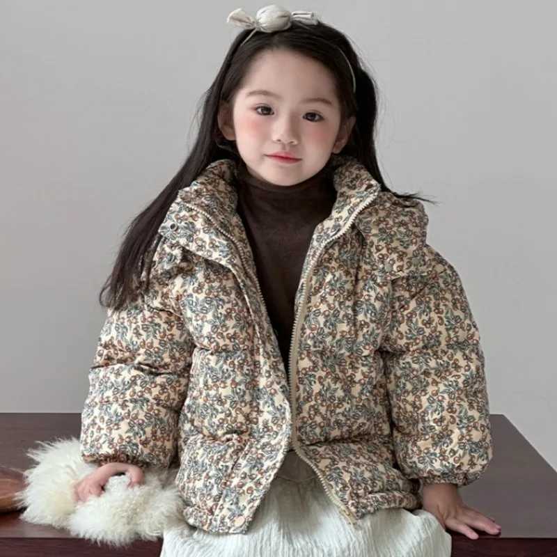 Girls Winter down Jacket for Children Hooded baby Fashion Duck Outerwear Windproof Coat Warm Floral Thicken SnowsuitsT251016
