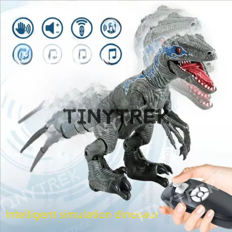 Children's Electric Dinosaur Toy Remote Control Velociraptor Simulation Walking Sound Dwe76 Spray Animal Model Boy Gift