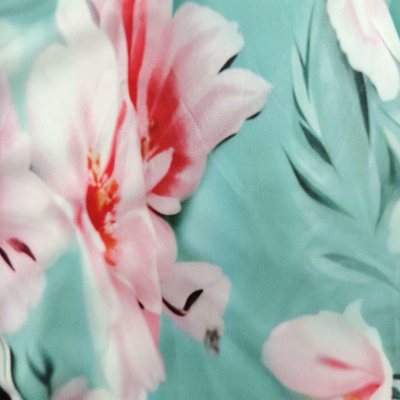 Women's Autumn Elegant Vacation V-Neck 3/4 Sleeve Floral Printed Milk Silk Midi Dress - Green-CF53747