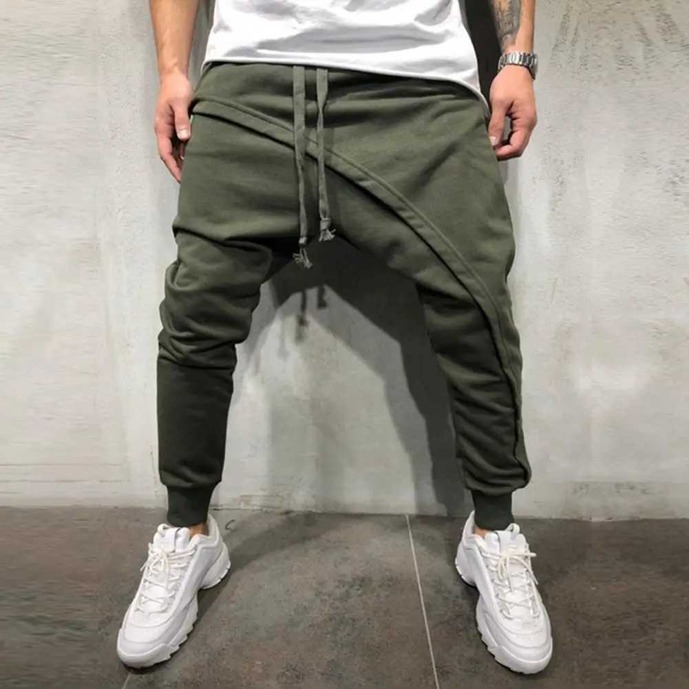 Men Harem Pants Ankle Tied Hip Hop Double Layer Running Baggy Pants Korean Casual Elastic Waist Trousers Sweatpants Tracksuits J251203