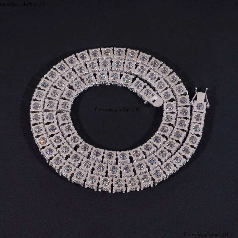 Street Hip Hop 5mm 6.5mm Moissanite Sterling Sier Table Tennis Necklace Men for Boyfriends Gift
