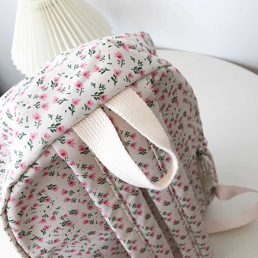 Women Travel Laptop Rucksack Large Capacity Flower Book Schoolbag Adjustable Strap Casual Floral Backpack Students Daily BagT251016