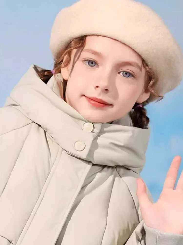 HighEnd Childrens Fashion Long Hooded Down Coat Winter New Girls Windproof Warm Loose Down Jacket A4161T251016