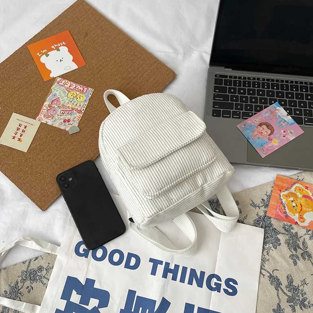 Women Fashion Mini Backpack Versatile Corduroy Backpack Casual Student Girls Bookbag Retro Travel Backpack Aesthetic PurseT251016