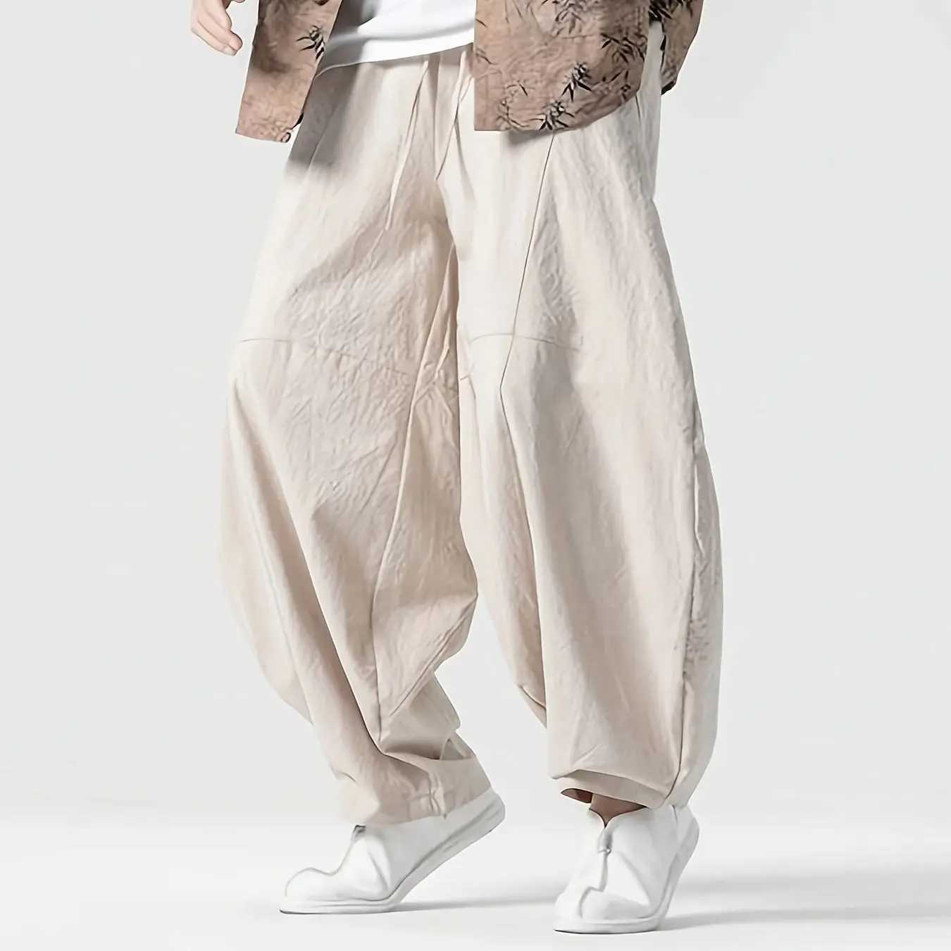 Mens Spring Loose Harem Pants Chinese Linen Oversize Sweatpants High Quality Casual Brand Male Harem Trousers J251203