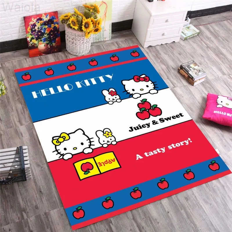 Sanrio Rug Cute HelloKitty Carpet Print Kawaii Kids Room Bedroom Home Nonslip Floor Easy To Clean Decoration Mat Kawaii L251016