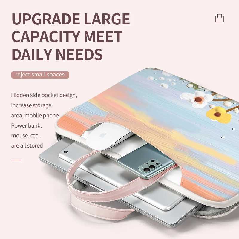 Laptop Sleeve PU Laptop Bag Multifunction Case 12 13 14 15 16 17 inch Handle Bag Cute Carrying Bag For MacbookDellHPAsusAcerW251015