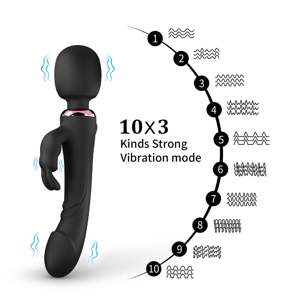 Three Heads Rabbit Vibrator 30 Powerful Vibration G Spot Clit Simulator Vaginal Anal Vibrating Dildo Massager Sex Toys for Women 251014