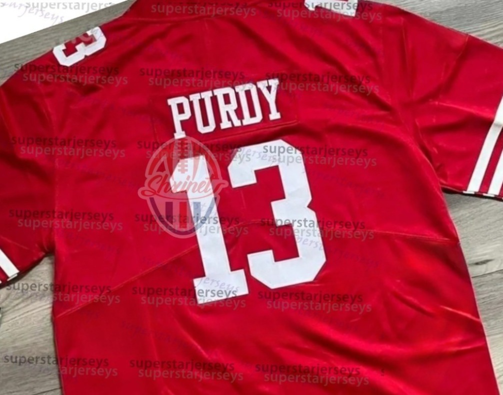 Joe Montana Jerry Rice Ronnie Lott Brock Purdy Christian McCaffrey George Kittle Nick Bosa Deebo Samuel Sr Brandon Aiyuk Fred Warner San 49 Football Jersey