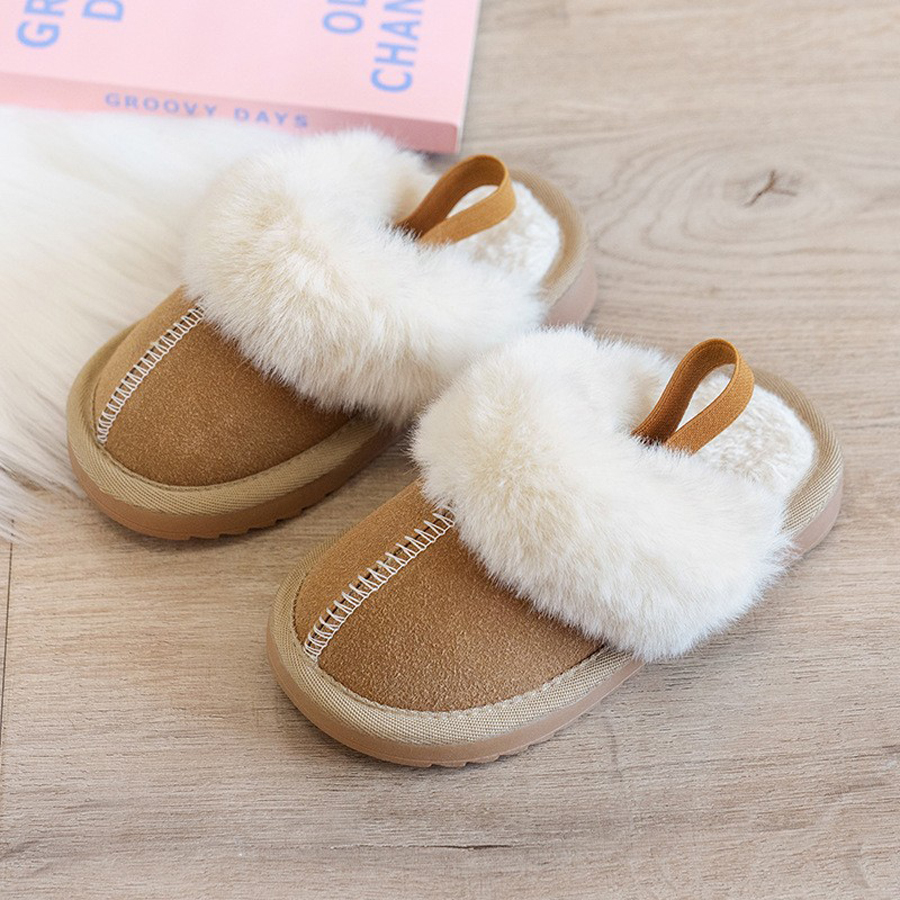 Designer Kids Slippers Toddler Children Winter Fur Slippers Girl Boy Cutefeet Infant Plush Slippers Slides Winter Warm Cotton Shoes Sizes 23 - 36 C010