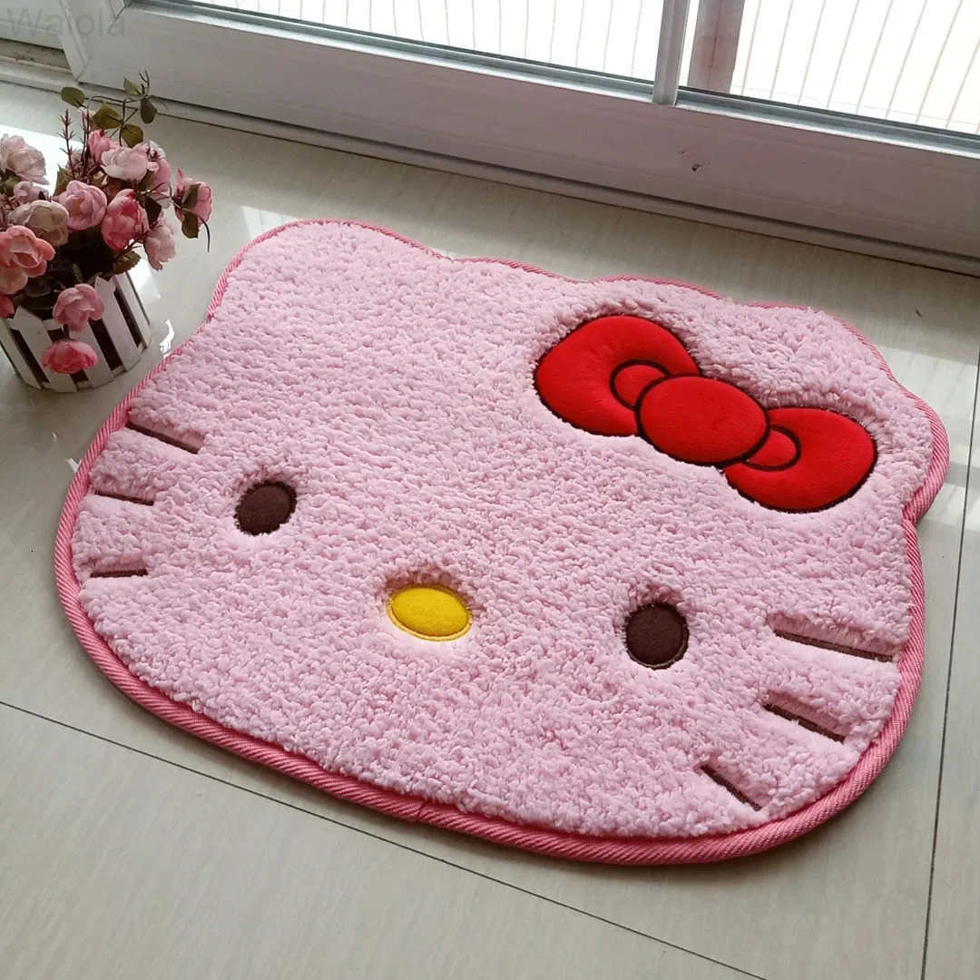 Sanrio 50x60cm Kawaii Hello Kitty Cartoon Rug Anime Kt Cat Plush Floor Mat Bathroom NonSlip Carpet Car Cushion Soft Living Room Decor L251016