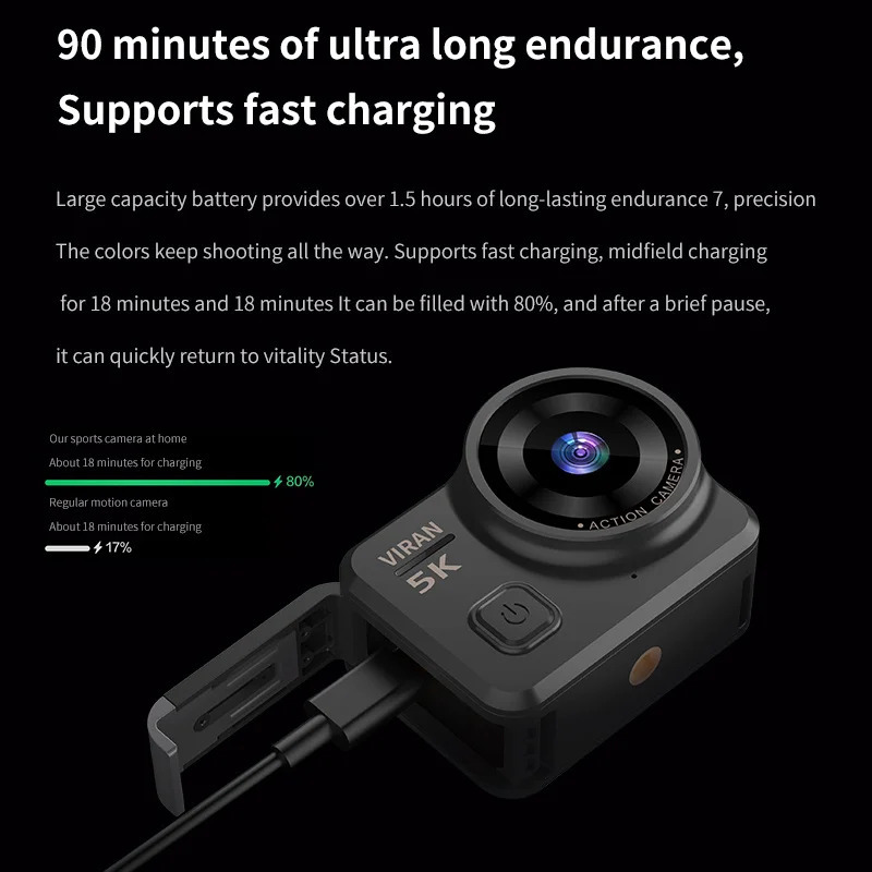 VIRAN V10 5K Action Camera Electronic Image Stabilization 2 Touch LCD 4K Waterproof Action Camera Dashcam Motion Detection 251015 - view 6