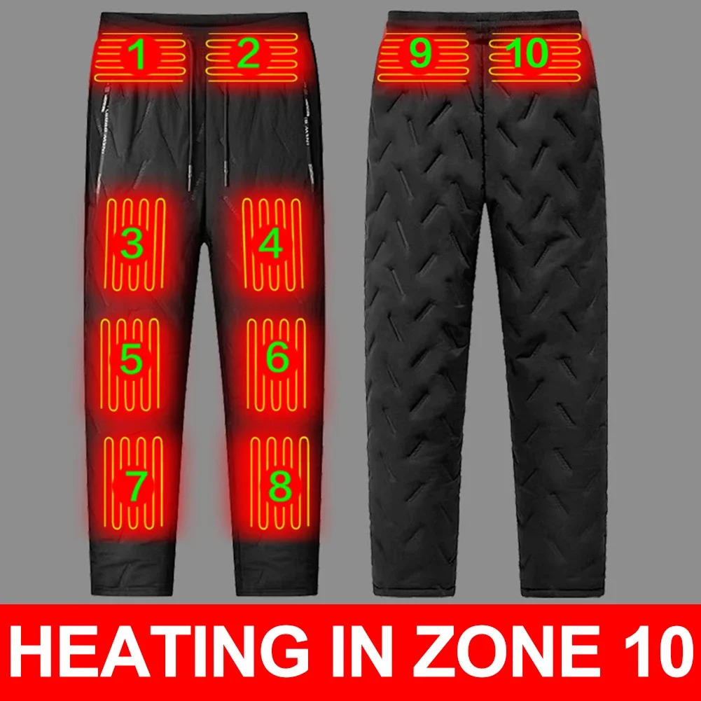 Unisex Heated Pants 10 Heating Zones Electric Heated Trousers 3 Temperature Modes Waterproof Winter Electric Warmer Clothing 251011