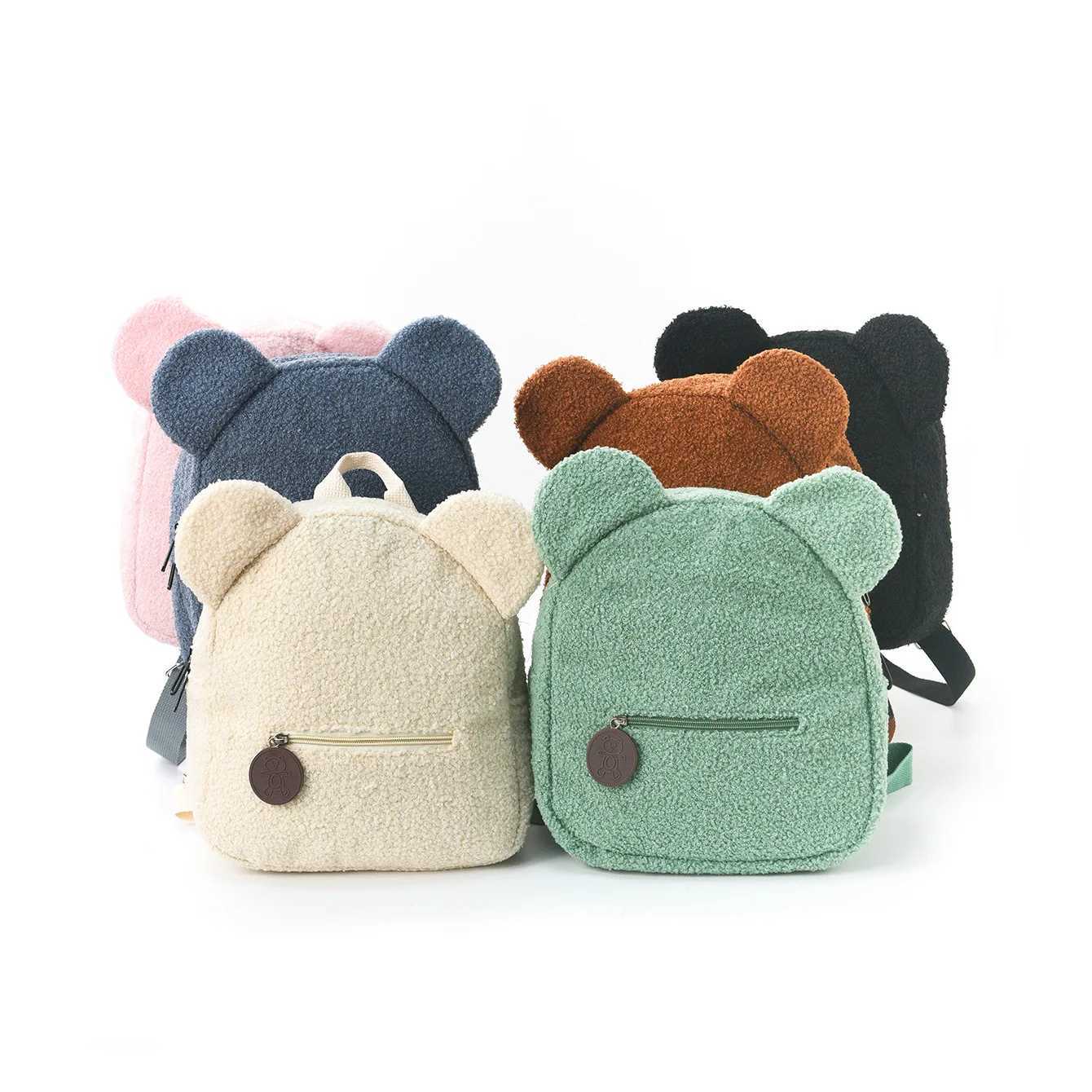 Cute Bear Ear Fleece Backpack for Girls 1Pcs Warm Lambswool Small Daypack Kids Casual School Bag Rucksack for Travel ShoppingT251016