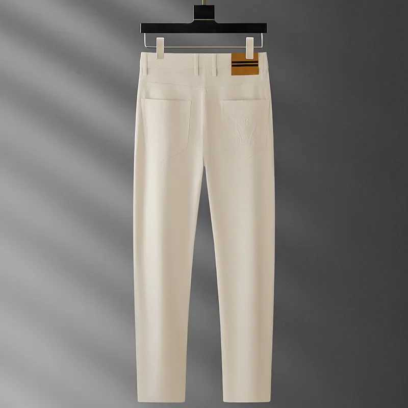 Luxurious Summer Ice Silk Texture Diagonal Casual Pants Mens Business Simple Solid Color Slim Fit Small Foot Straight Long Pant J251016