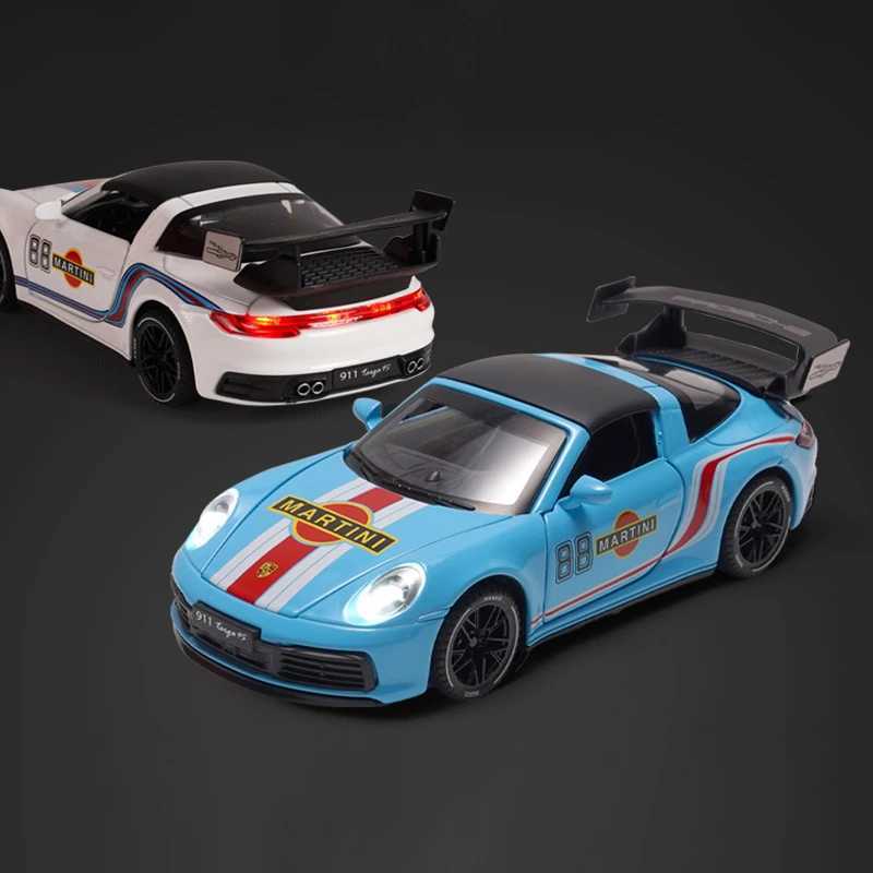 132 Porsche 911 Targa 4S Martini Racing Alloy Metal Diecast Model Car Sound And Light Pl Back Childrens Toy Car Ornament Boy C251106
