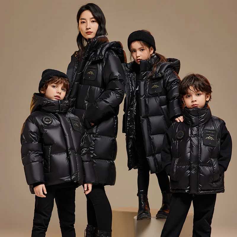 Duck Black Gold Childrens Down Jacket Winter Clothes 90 White Duck down Medium and Large Childrens MidLength Thickened CoatT251016