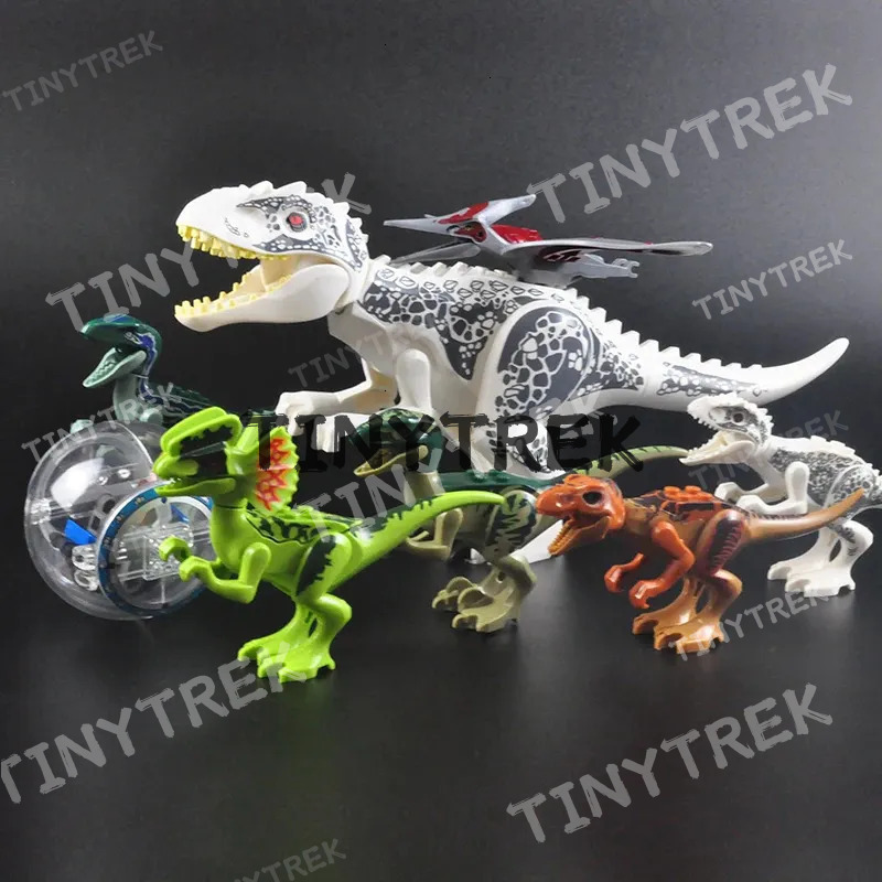 Jurassic Dwe76 Dinosaur Park Dinos World Building Blocks Animals Tyrannosaurus Rex Indominus I-Rex Blue Figures Triceratops Toys 250515